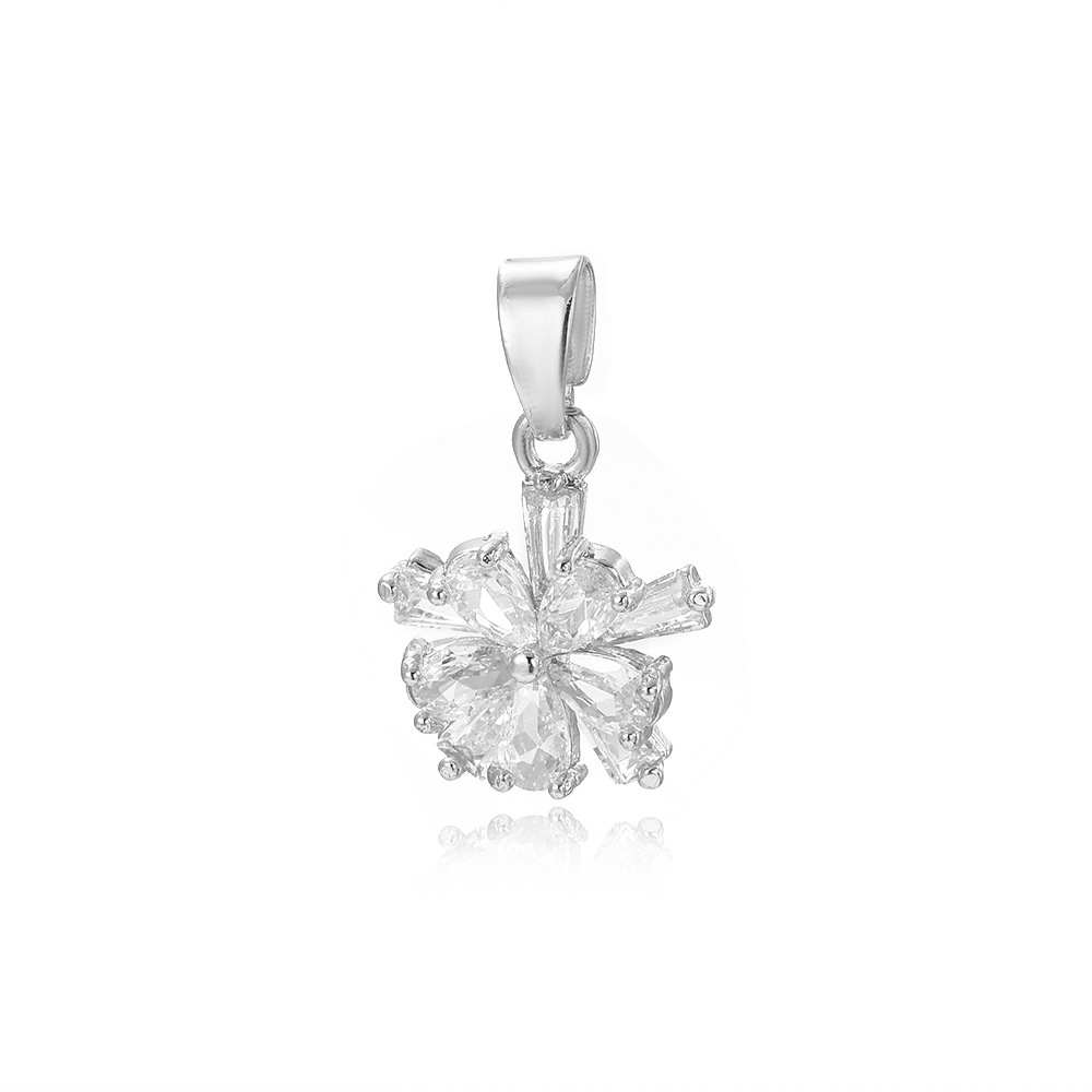 Copper Material 1 Piece 23 * 15mm Copper Zircon Flower Pendant