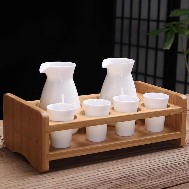 Высококачественный набор стеклянных стаканов для ликера из белого нефрита, диспенсер для вина, керамическая фляга, набор для вина, чашка для пуль, чашка для спиртных напитков, подстаканник