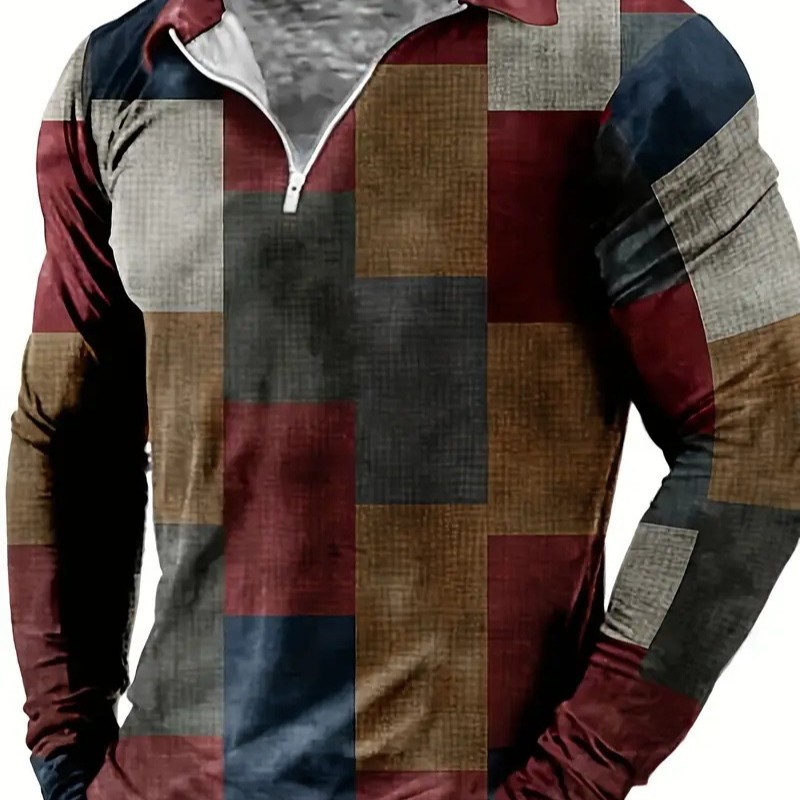 Camisa POLO de manga larga clásica de todo fósforo para hombre otoño nuevo suéter cálido con cremallera MB14