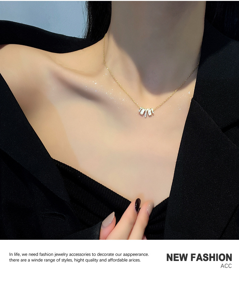Simple Irregular Titanium Steel Mother-of-pearl Pendant Clavicle Chain Wholesale Nihaojewelry display picture 7