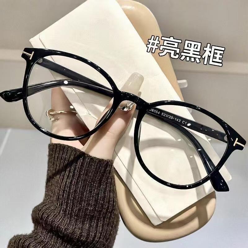 新款圆框黑框眼镜架男女可配度数百搭高级感圆框显瘦防蓝光眼镜框|undefined