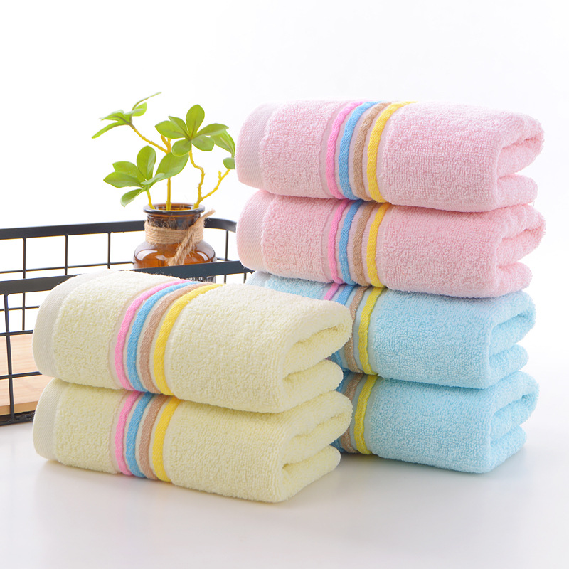 New Cotton Thickened Encryption Four-color Large Rainbow Towel Soft Absorbent Large Towel Household Stall Labor Protection Customization