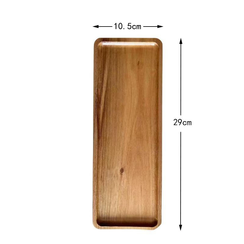 Japanese wooden rectangular dinner plate from natural wood, tea cup, (Physicals)