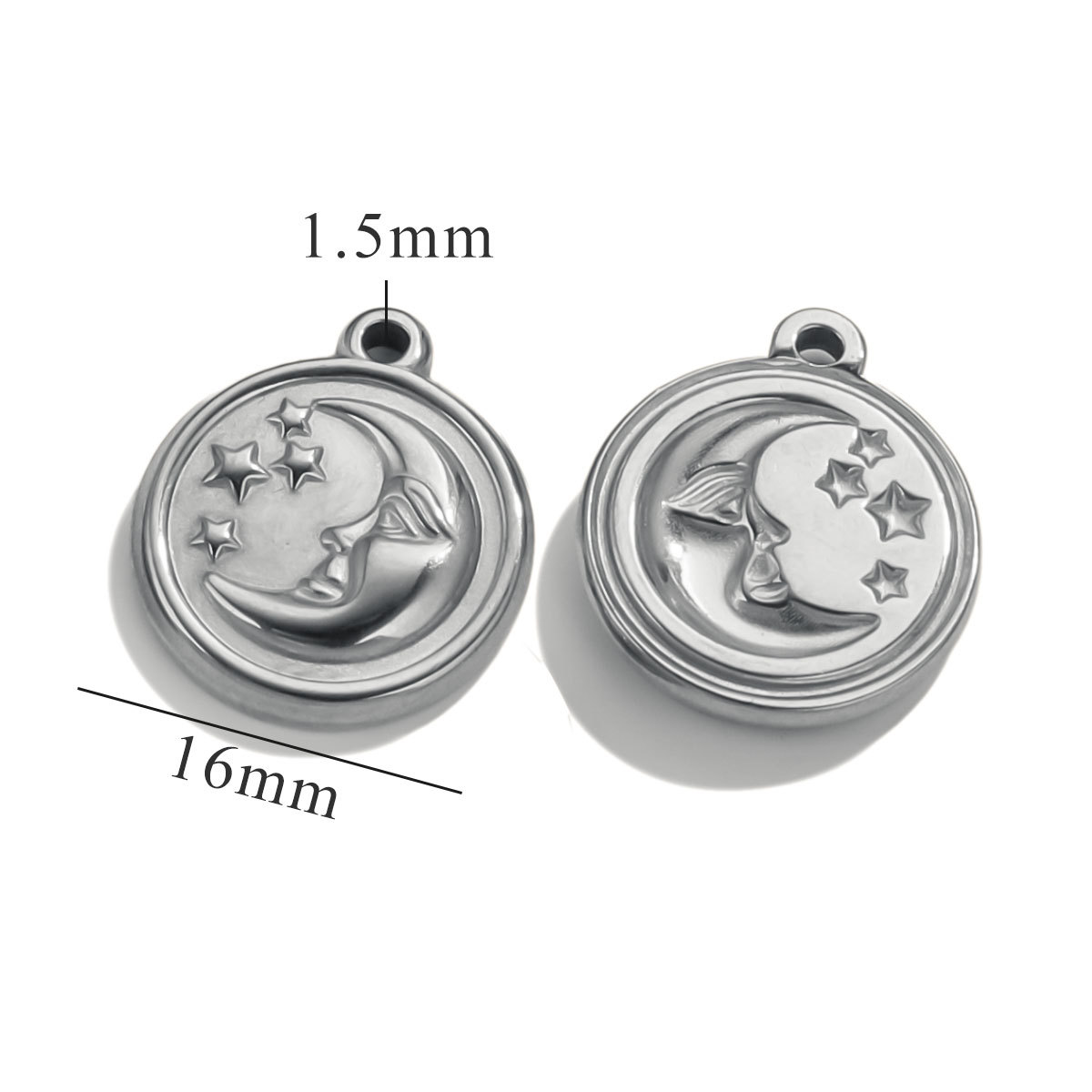 Retro europeo y americano de acero inoxidable sonriente cara Sol Luna colgante titanio acero DIY colgante collar accesorios hechos a mano