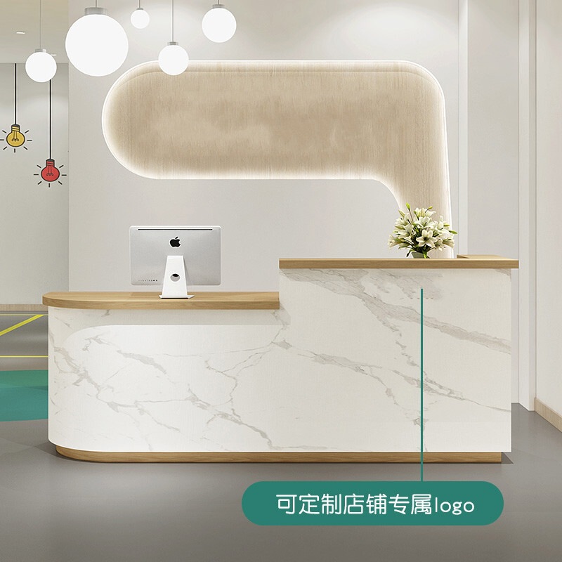 弧型收银台吧台服装店奶茶店小型收银台接待台转角台美容院前台桌