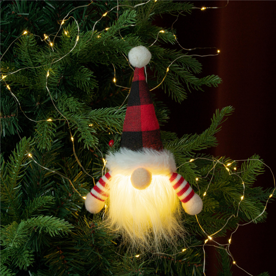 Nuevos productos transfronterizos decoración de Navidad edición Q Rudolph luminoso muñeca sin cara LED con luz colgante árbol de Navidad muñeca