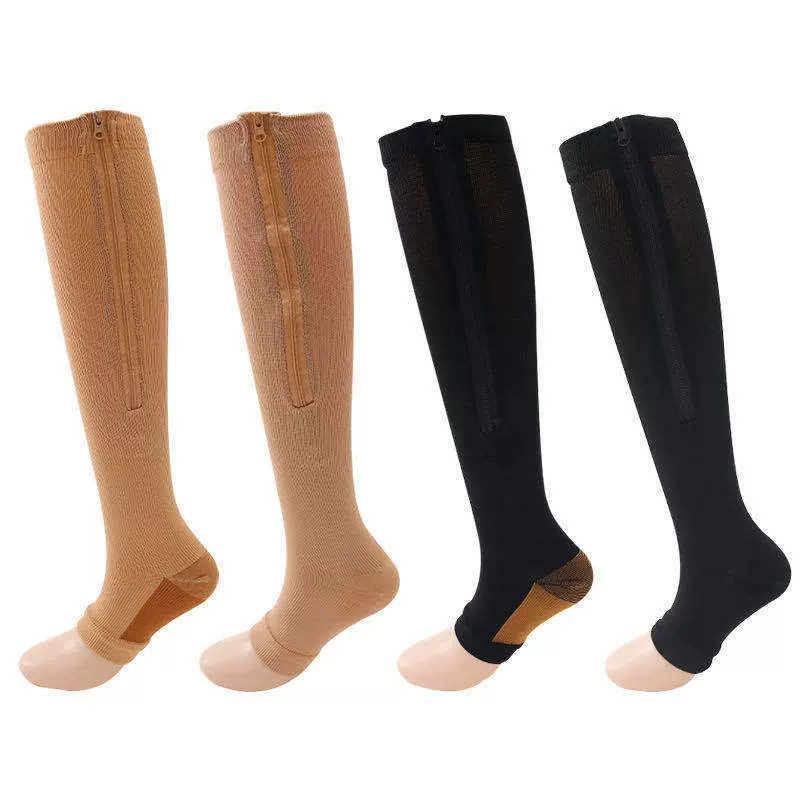 厂家直销压力袜现货运动袜压缩袜 压缩拉链袜compression socks