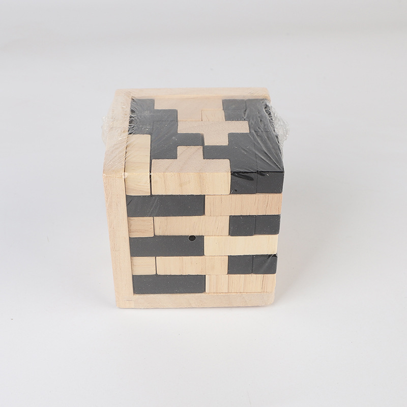 Juguete educativo de madera Luban Bloqueo de frijol mágico Tetris 54 T combinación cubo mágico ocio descompresión juego de la mano