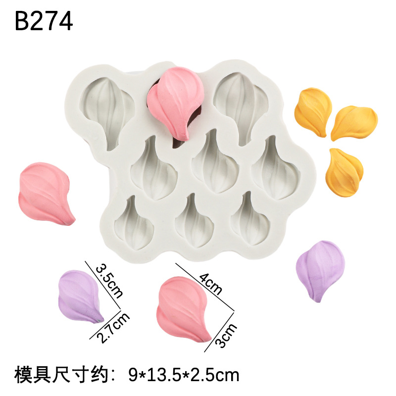 Raspador flor tulipán flor hoja molde de silicona pastel de bricolaje decoración chocolate horneado pétalos molde de hoja