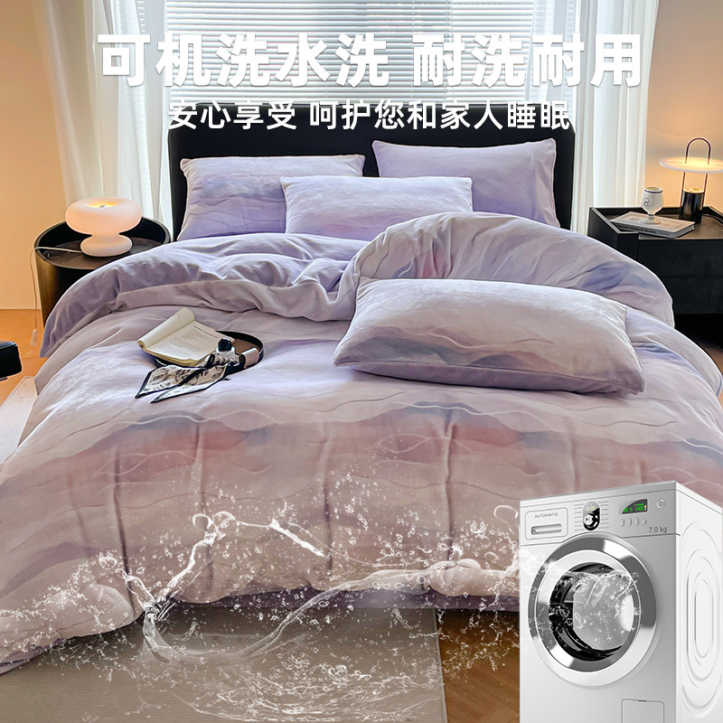 Otoño e invierno engrosado leche cama de cuatro piezas conjunto de coral cubierta de edredón de flanel doble sábanas de tres piezas conjunto