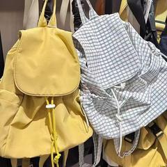 日系レジャー文芸キャンバスリュックサックinsファッションひもしわかばんネット赤ナイロン大容量リュックサック