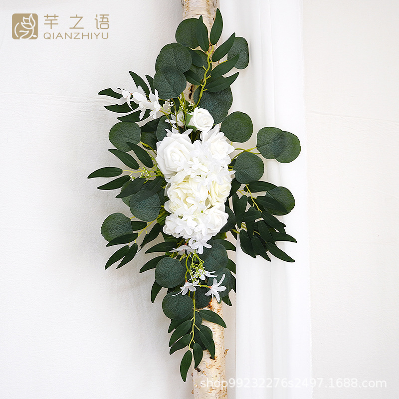 亞馬遜熱銷仿真花絹花門楣花拱門花婚禮慶典禮儀背景裝飾白色玫瑰