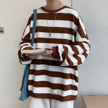 秋季ins港风条纹卫衣男士韩版休闲风宽松时尚学生潮情侣装上衣潮