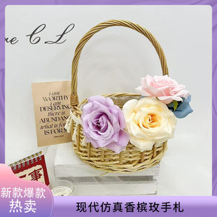 Rose flower head fake flower simulated flower decoration Xiaoli flower head decoration floral dining table decoration dried flower bouquet