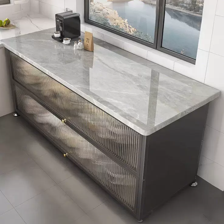 厨房置物架落地餐边切菜工作台靠墙一体多层功能收纳储物锅橱柜子