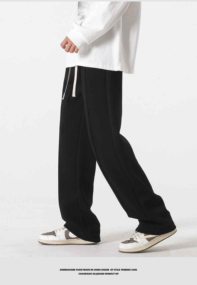 Huamian Drucknähgarn 2024 Herbst Neues Produkt Gerades Rohr Breites Bein Trendige Marke Freizeit Sport Schutzhose für Männer_voghion.com
