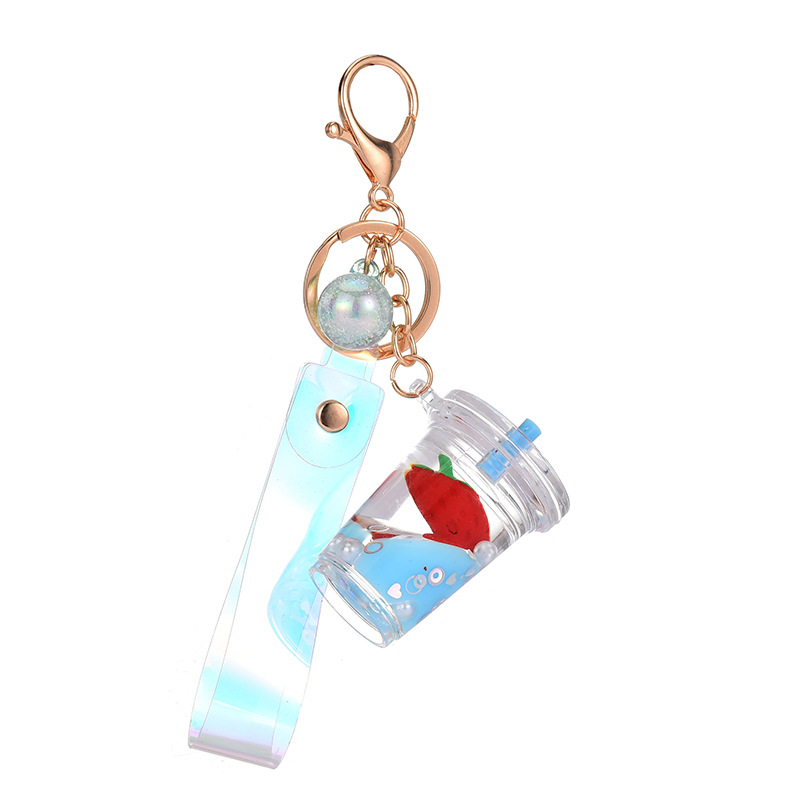 Creative Floating Strawberry Milk Tea Cup Keychain Gros Nihaojewelry display picture 9