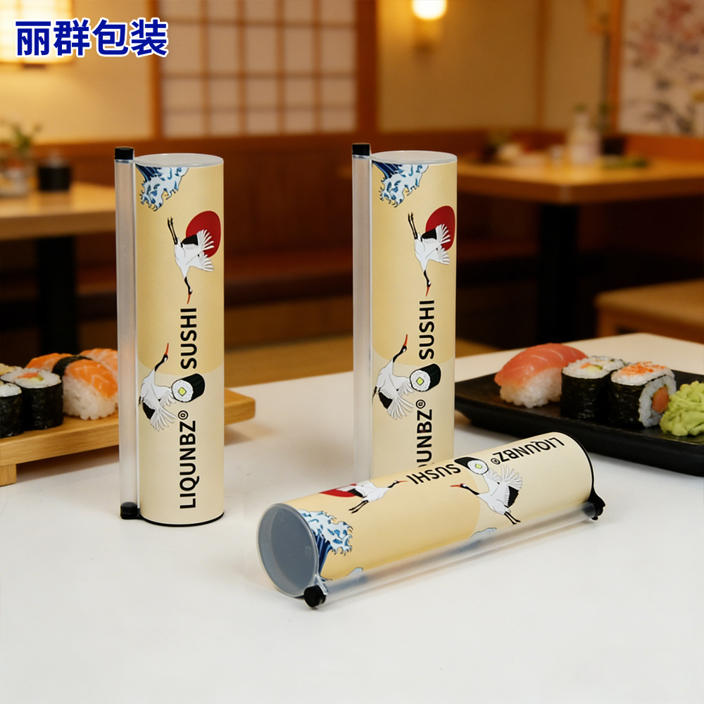 Tubo de Papel Empujable para Sushi de Cartón Blanco de Grado Alimenticio para Envase de Alimentos