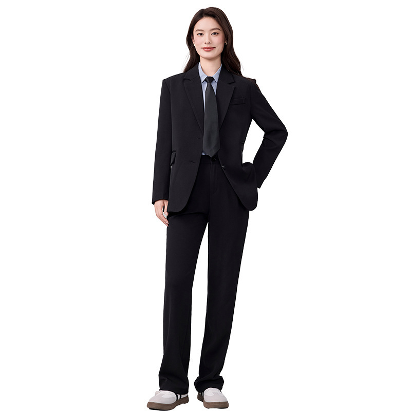 2025秋冬新款灰色西装外套女职业装大学生面试正装高级感西服套装|undefined