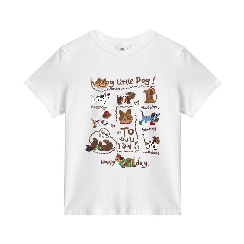 ネイビーブルーの純綿半袖Tシャツ女性用2025インターネットセレブ人気アメリカンプリントトップス右肩ラウンドネックホットガールシャツ|undefined