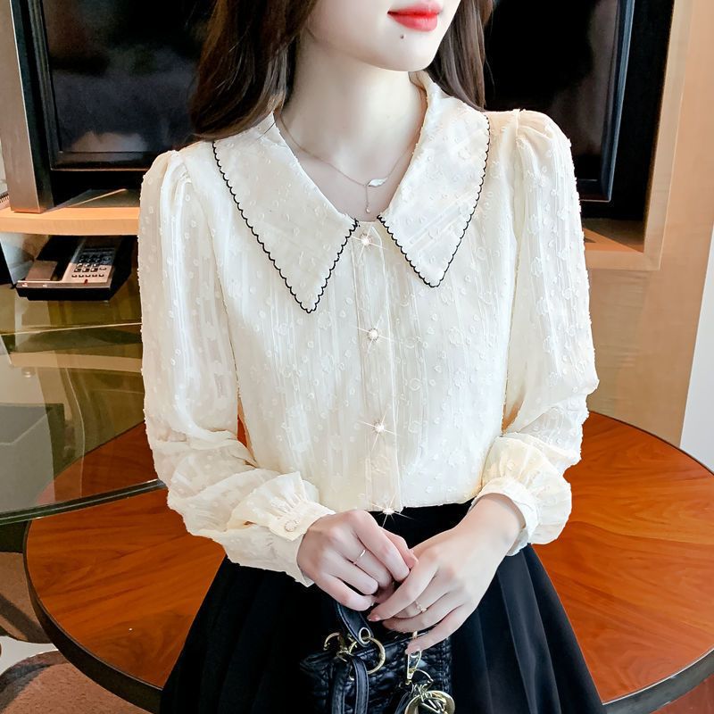 Chiffon Shirt women's long sleeve 2024 spring new doll collar top high-grade shirt casual all-match small shirt Women Chiffon Shirt women's long sleeve 2024 spring new doll collar top high-grade shirt casual all-match small shirt Women