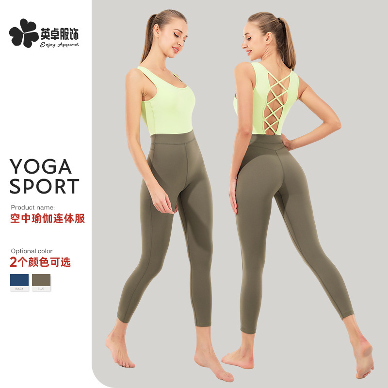 Cross-border air one-piece yoga pants women's dance yoga clothing suit tight outdoor sports yoga fitness clothing wholesale