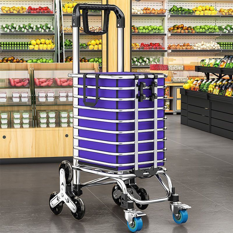 ✅ Foldable Portable Shopping Cart for Home Use, Suitable for Elderly Climbing Stairs, Trendy Small Trolley for Groceries