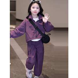 秋季两件套儿童款休闲工装女童套装春秋秋装洋气时髦新款女孩时尚