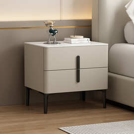 SNAG6077意式岩板床头柜轻奢高级感小型简约卧室现代卧室全实木主