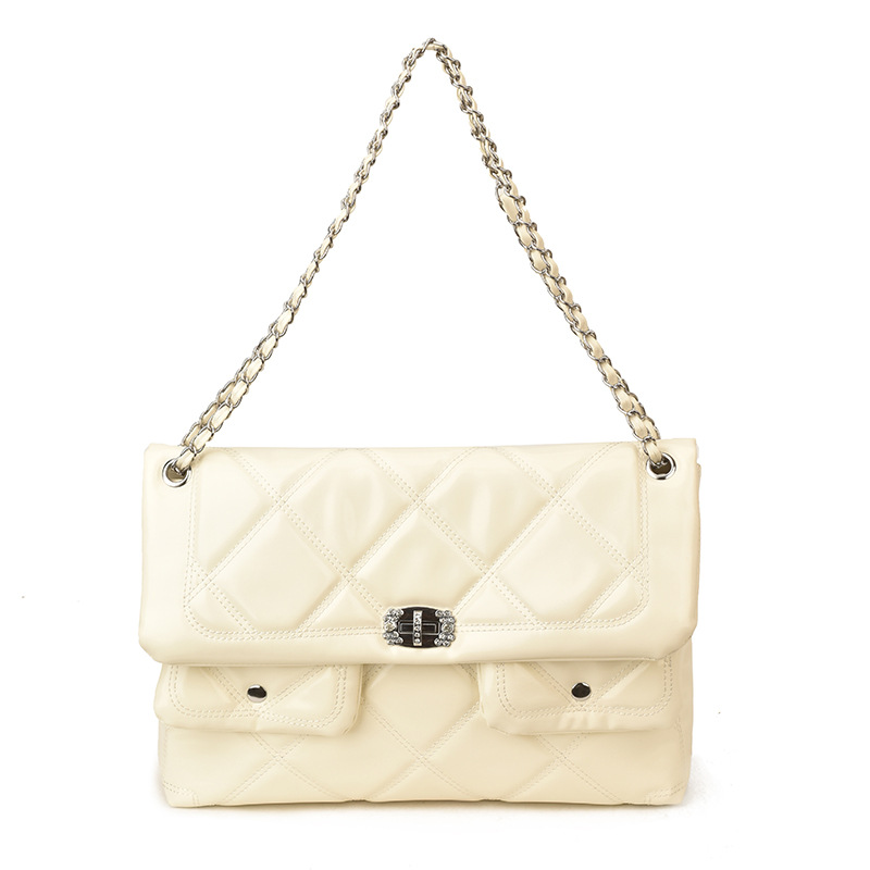 Primavera 2026 nueva cadena de estilo de diamante pequeña bolsa cuadrada de gran capacidad simple de viaje diario bolsa de cartero