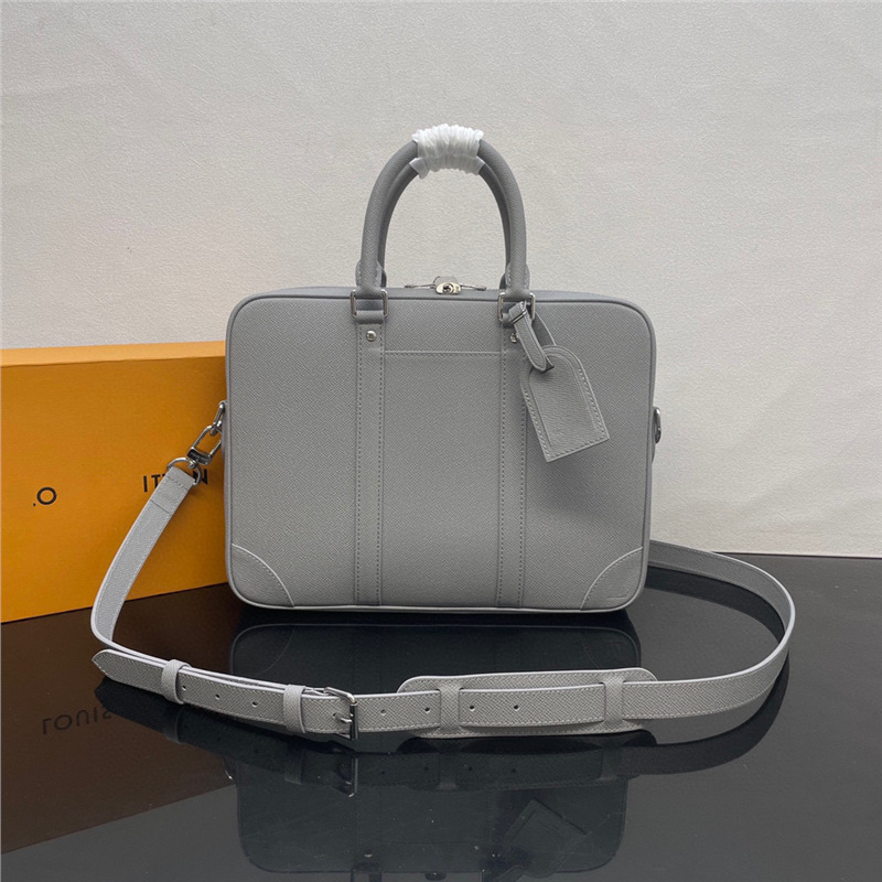 L Donkey Men's Single-Shoulder Crossbody Bag Ta?Ga Gray Luxury Grain Leather New Style Briefcase High Quality L Donkey Men's Single-Shoulder Crossbody Bag Ta?Ga Gray Luxury Grain Leather New Style Briefcase High Quality