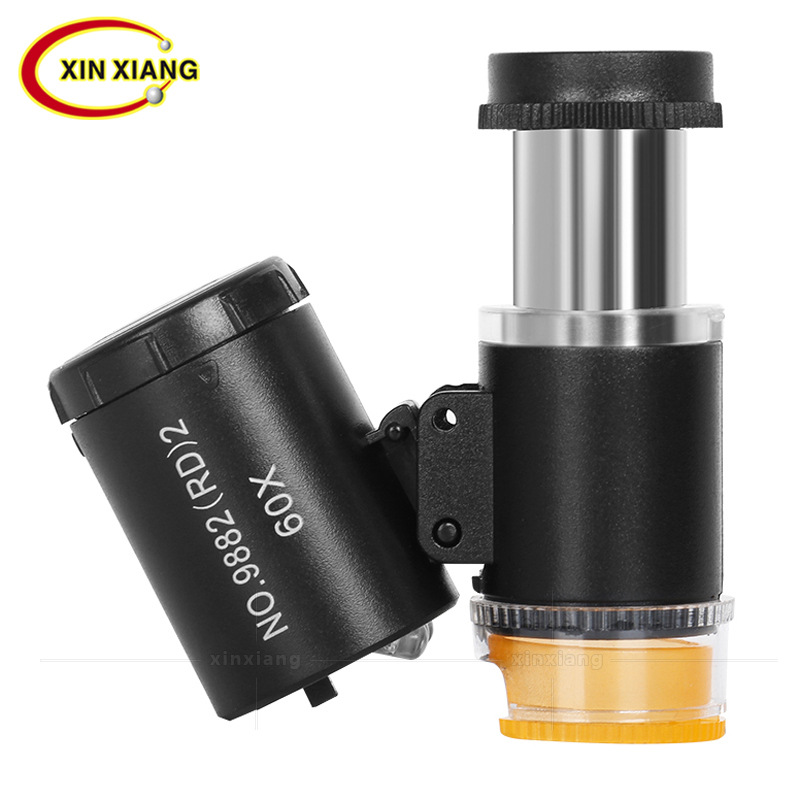 60x portable magnifying glass with heating and cooling 3 LED lights fluorescent silver dollar antique textile printing stamp coin identification microscope