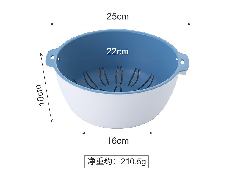 北欧风挂壁双层沥水厨房家居日用洗菜篮子水果盆子沥水果蔬收纳篮详情13