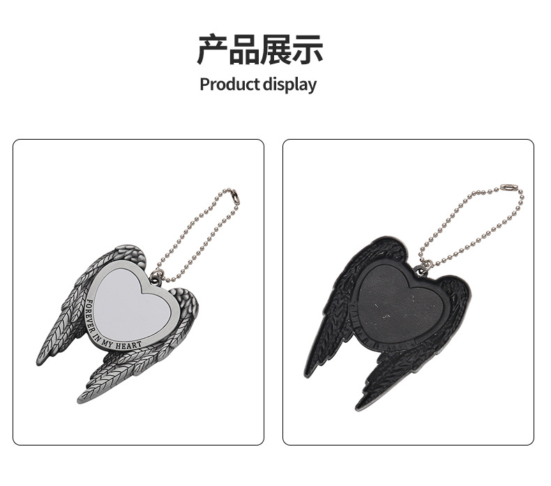 Heat Transfer Blank Angel Wings Holding Heart Pendant European and American Car Accessories Cross-Border Amazon Hot Seller
