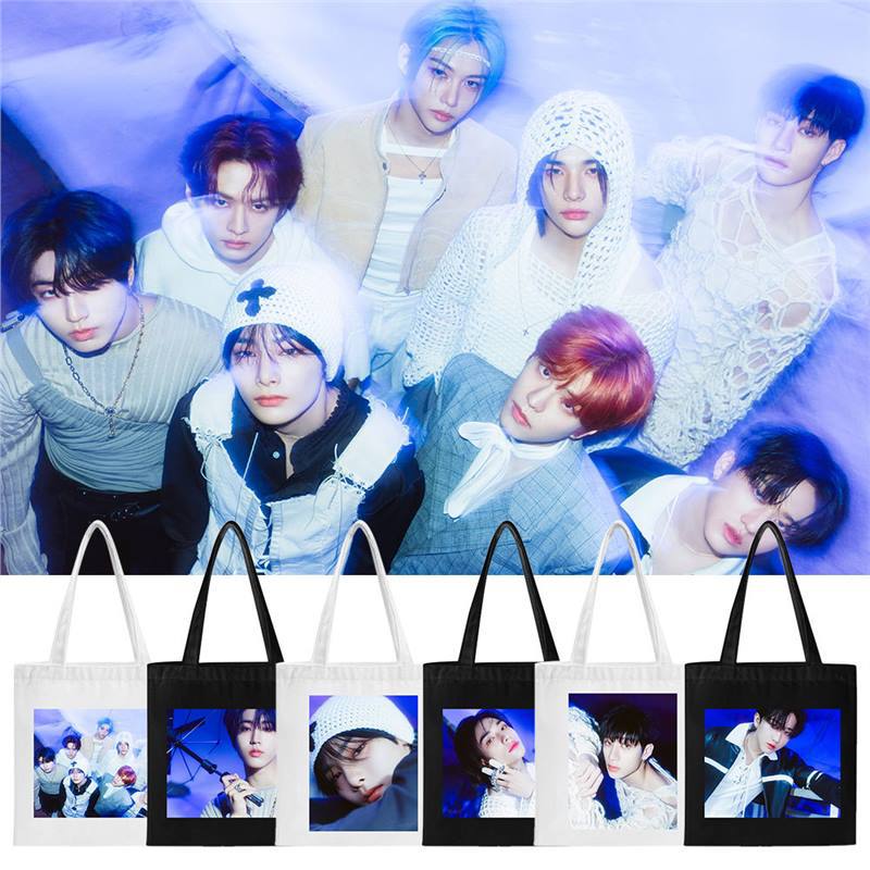 Stray Kids ＜樂-STAR> 周边帆布袋 蓝系海报学生购物手提包