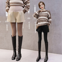 2025孕妇秋冬新款毛呢外穿短裤阔腿裤孕妇托腹裤靴裤