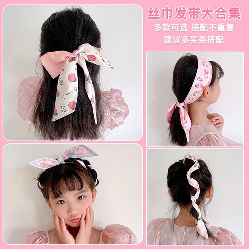 Children's hair accessories cute cartoon fashion internet celebrity hair tie scarf headband girl sweet bow streamer headband girl