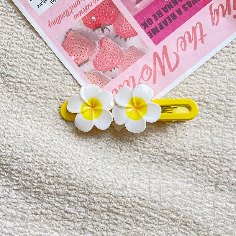 yellow plumeria rubra fringe hairpin cute broken hair bb clip hair accessories girl heart fresh flower duckbill clip hairpin
