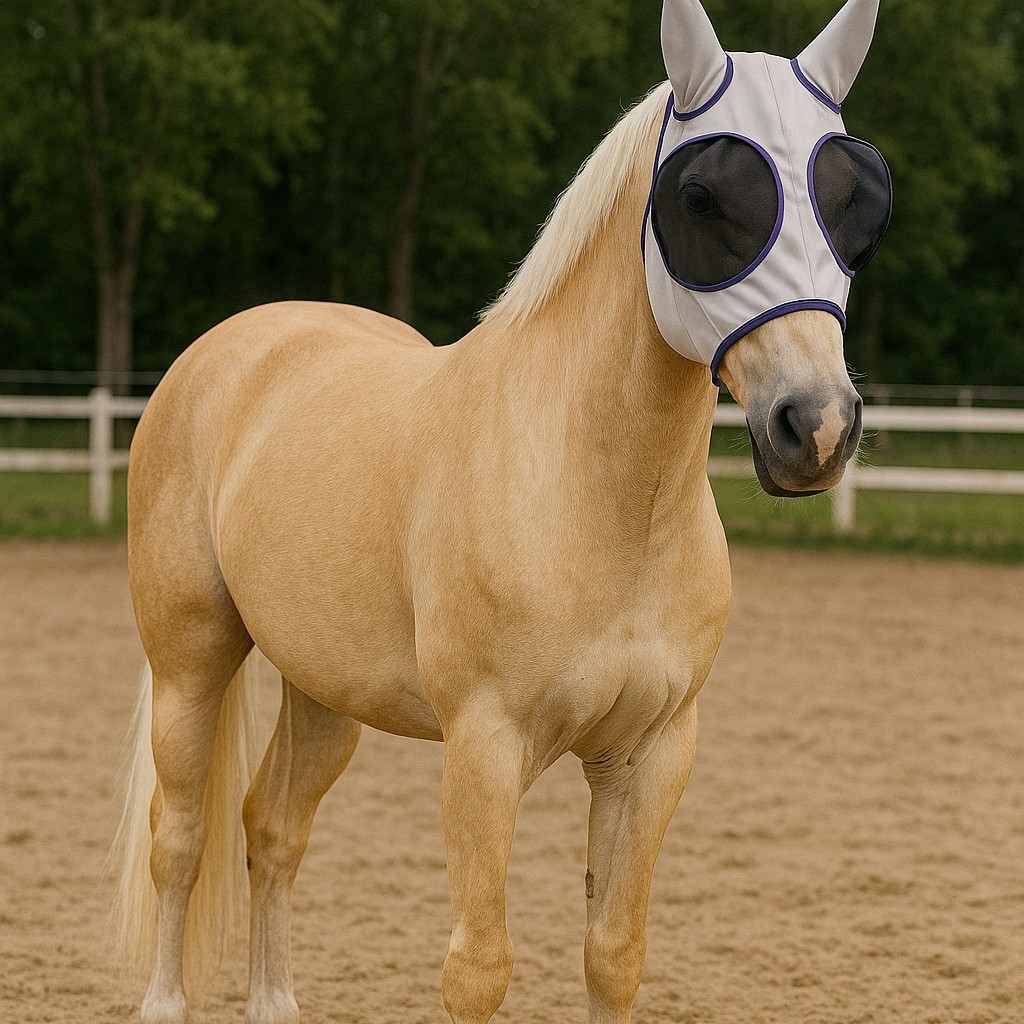 New breathable and comfortable horse face mask, sun protection, mosquito bite prevention, soft and skin-friendly, outdoor riding and herding protective gear.