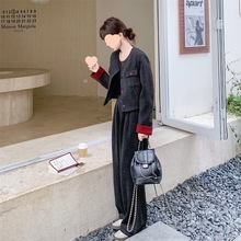 红色拼接小香风毛呢套装女秋冬搭配设计感气质轻熟风御姐大方得体