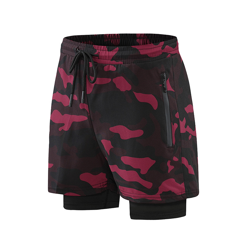 2022 nuevos pantalones deportivos falsos de dos piezas de verano para hombres de secado rápido transpirable de doble capa anti-exposición correr pantalones cortos de fitness hombres