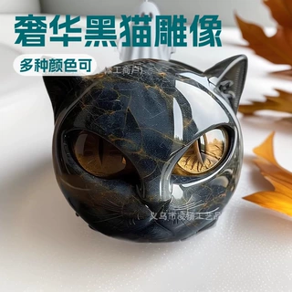 跨境爆款 Luxury black cat figurine 奢华黑猫树脂 雕像摆件装饰