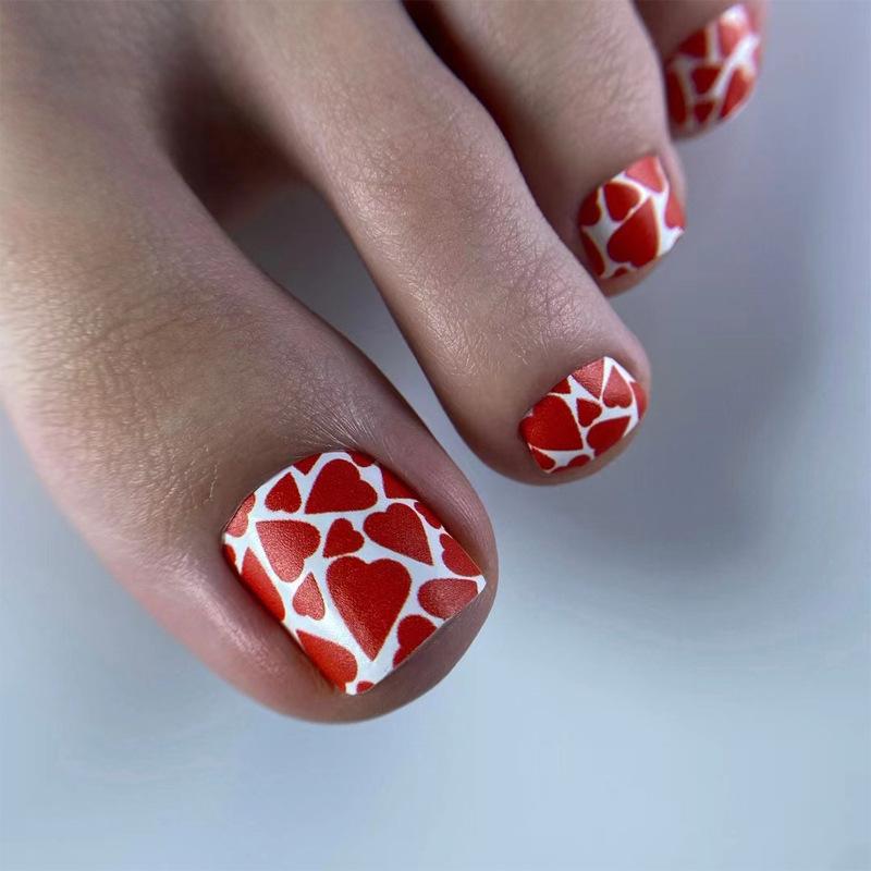 Cross-border Hot Selling 25 Years Valentine's Day Full of Red Love Features Creative Design Short Square Foreign Trade Foot 24 Pieces