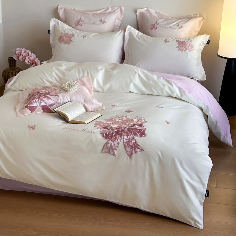 2025 новый стиль ins ветер свежий вышивка хлопчатобумажный набор из четырех частей