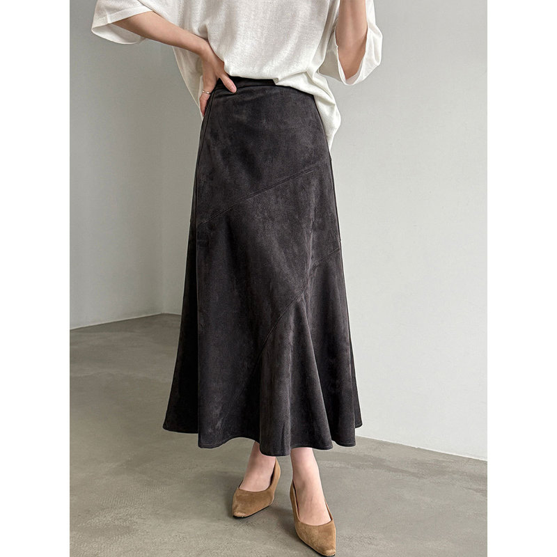 LUXI stylish brushed high-waisted fishtail long skirt for women, 2026 autumn Korean style versatile workwear straight skirt 10045 LUXI stylish brushed high-waisted fishtail long skirt for women, 2026 autumn Korean style versatile workwear straight skirt 10045