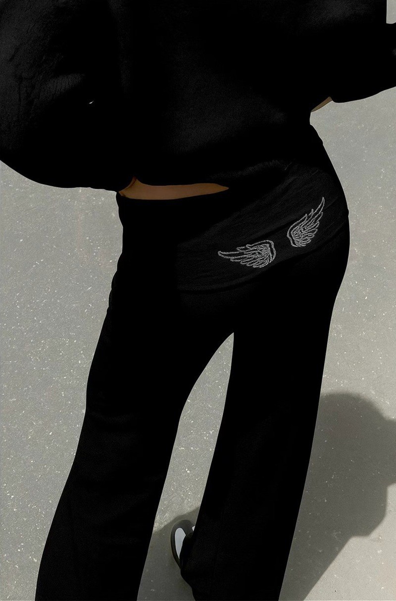 Angel Wing Sequin Hoodie & Pants Set – Women's 2025 Trendy Streetwear (V-Neck, Sleeveless, Polyester, Oversized Fit, S-Xxxl)_ecoleips.com