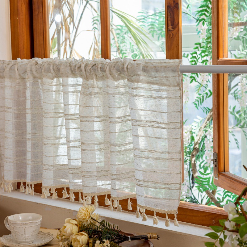 Lexuanxiu Export Cross-Border Short Curtain Ins Style Japanese and Korean Small Fresh Coffee Curtain Kitchen Punch-Free Partition Half Curtain