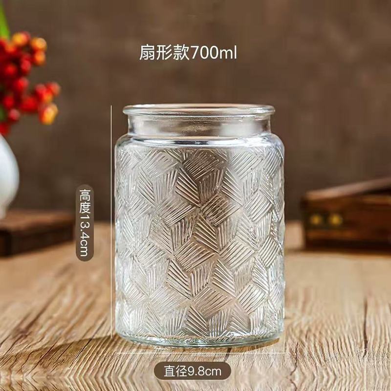 刻花浮雕玻璃密封罐厨房家用防潮储物罐收纳干果玻璃密封罐|undefined
