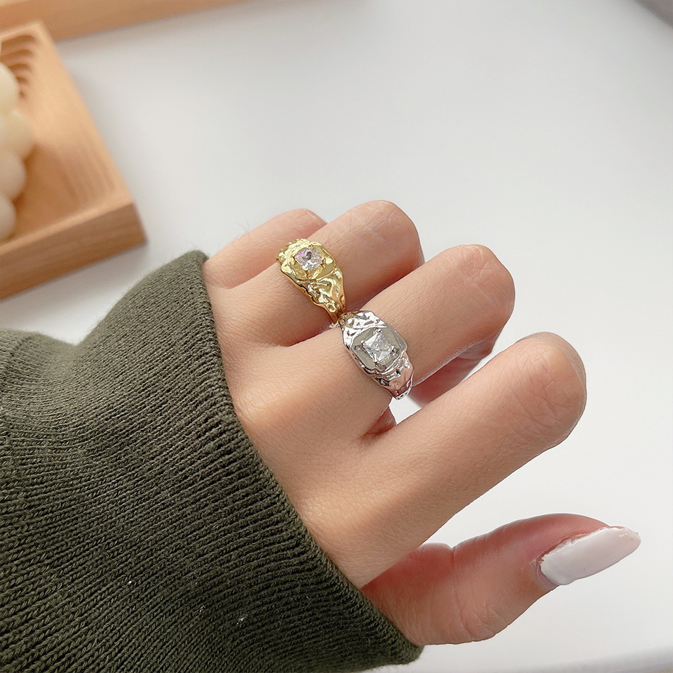 Fashion Geometric Copper Zircon Open Ring