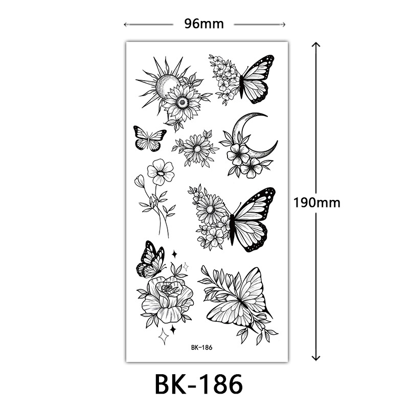 Tatuaje Temporal de Flores Boceto de Papel de Transferencia al Agua, Impresión por Transferencia de Agua, para Cuerpo image 192